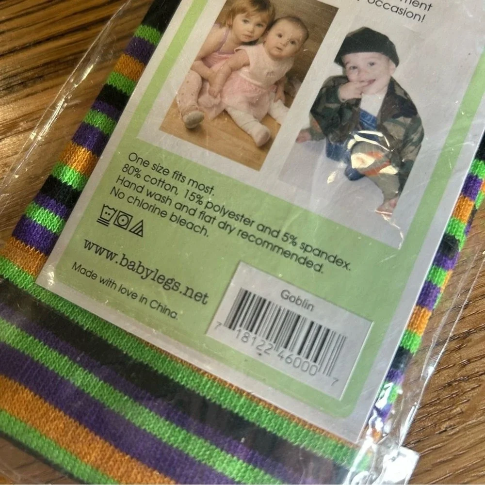 BabyLegs Goblin Halloween Stripe Leg Warmers New in Package Baby Toddler OS